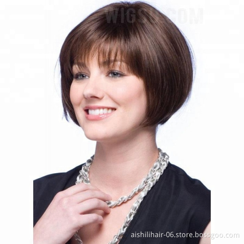 Best selling Short Straight Hair natural straight Brown Wig For Women